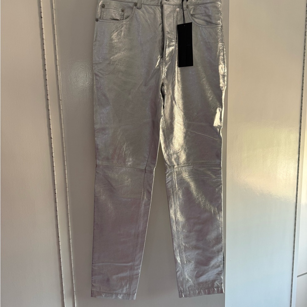 Steven Meisel for Zara silver leather lady's jeans